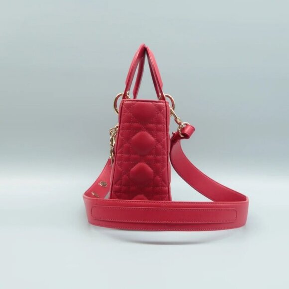 100% Authentic DIOR Lady Red leather Satchel Bag - Picture 3 of 12